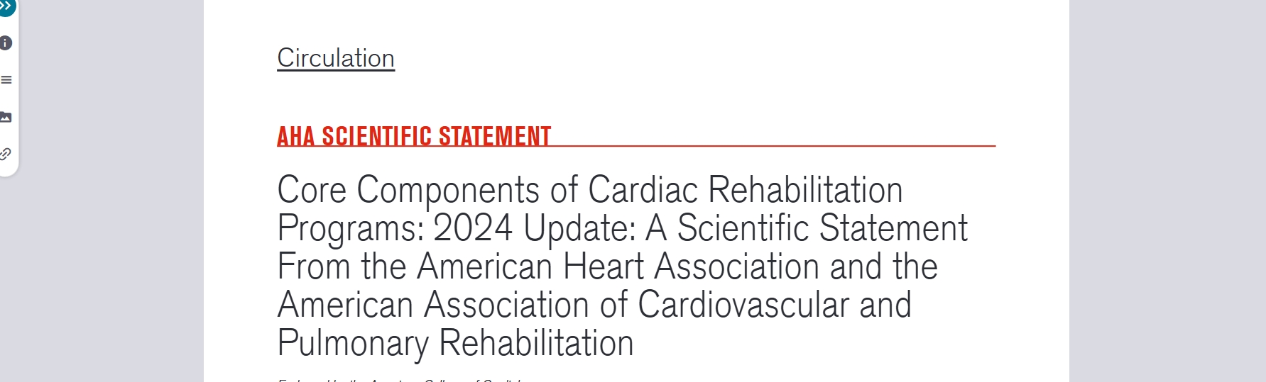 AHA & AACVPR CR Core Component Update 2024